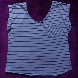 Body Central L Gray and Black Striped Top